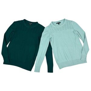 Lot 2 Banana Republic Womens XS Crewneck Sweater Textured Knit Yoke Eyelet Boho